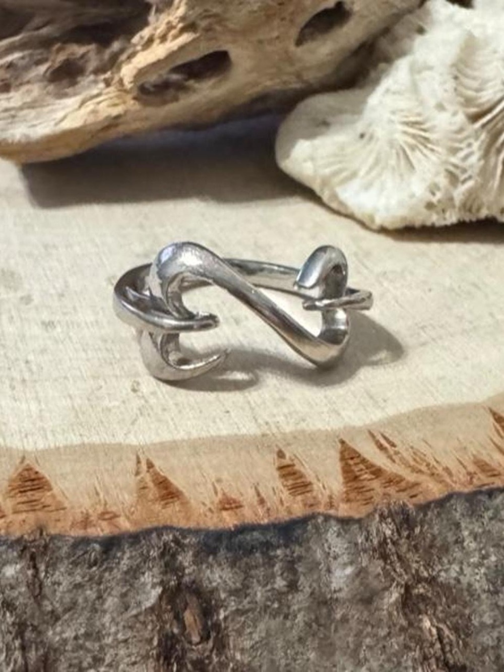 Jane Seymour Open Hearts 925 Sterling Silver Ring Size 6.75-7